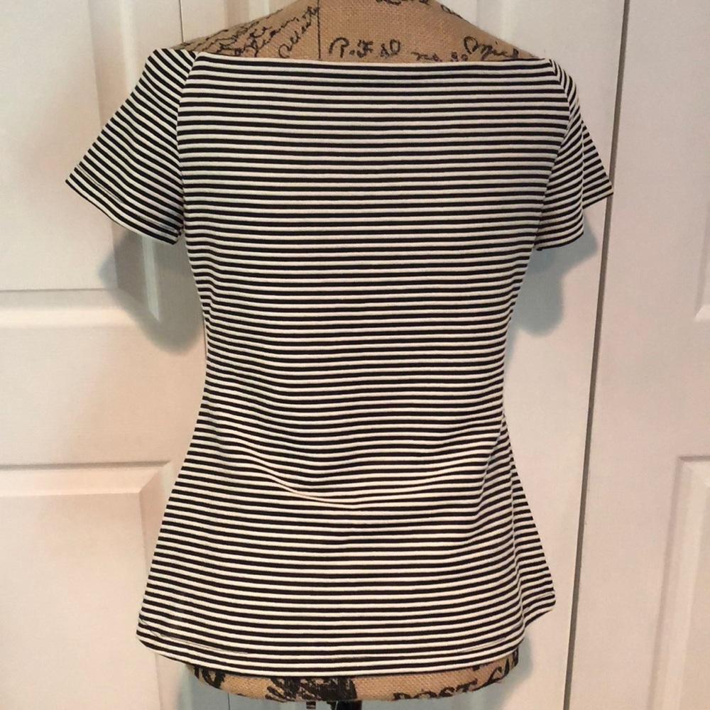 Off the shoulder black/white ribbed striped top - Picture 2 of 4